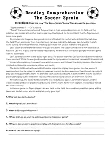 Reading Comprehension: The Soccer Sprain