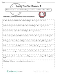 Elapsed Time Word Problems 2