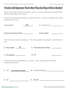 Practice with Exponents: There’s More Than One Way to Write a Number!