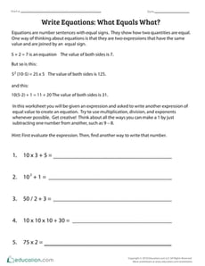 Write Equations: What Equals What?
