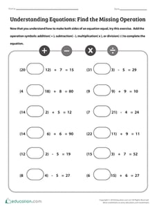 Understanding Equations: Find the Missing Operation