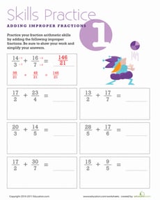 Adding Improper Fractions #1