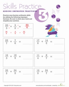 Adding Improper Fractions #3