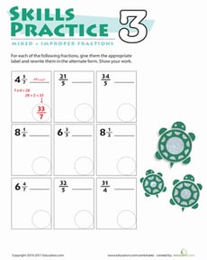 Practice Mixed & Improper Fractions 3