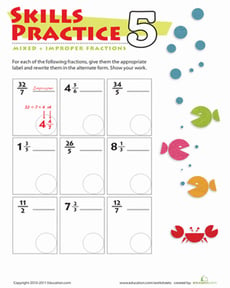 Practice Mixed & Improper Fractions 5
