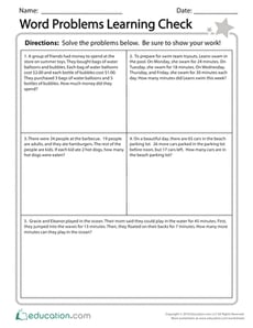 Word Problems Learning Check