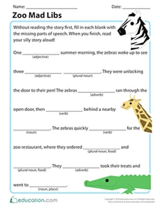 Zoo Mad Libs