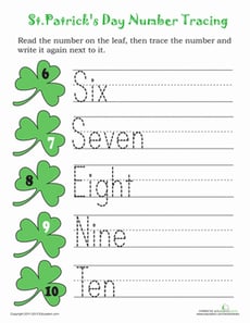 Trace St. Patrick's Day Numbers! 2