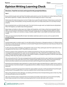Opinion Writing Learning Check