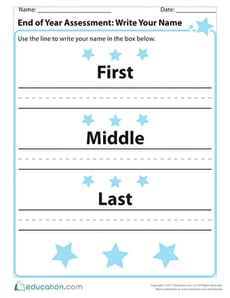 End of Year Assessment: Write Your Name