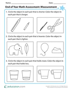 End of Year Math Assessment: Measurement
