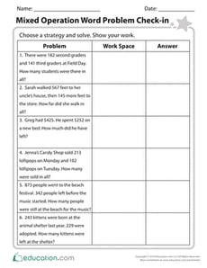 Mixed Operation Word Problem Check-in