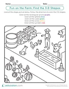 Fun on the Farm: Find the 3-D Shapes