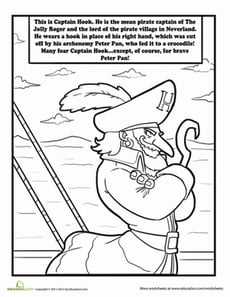 Pirate Coloring Page: Captain Hook