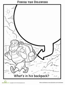 Finish the Drawing: What's in his Backpack?