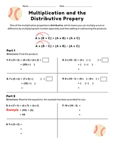 Multiplication and the Distributive Property