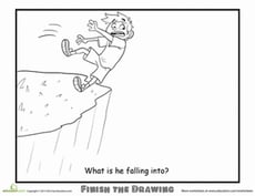 Finish the Drawing: What is he Falling Into?