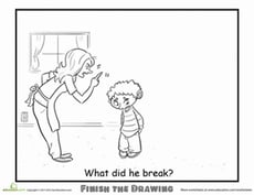 Finish the Drawing: What Did He Break?