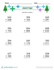 Add It Up! Three-Digit Numbers