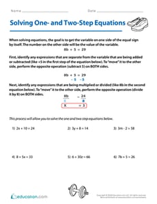 Solving One- and Two-Step Equations