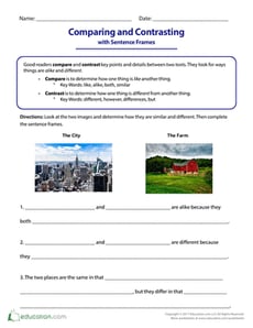 Comparing and Contrasting with Sentence Frames