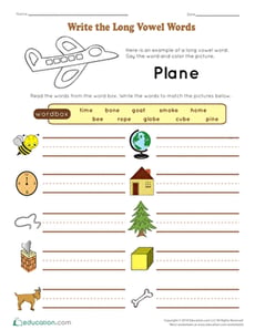 Write the Long Vowel Words