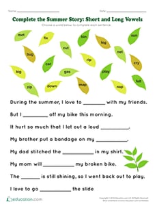 Complete the Summer Story: Common Sight Words