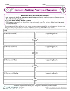 Narrative Writing: Prewriting Organizer
