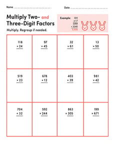 Multiply Two and Three-Digit Factors