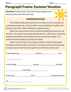Paragraph Frame: Summer Vacation