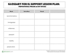 Glossary: Prepositional Phrases as Key Details