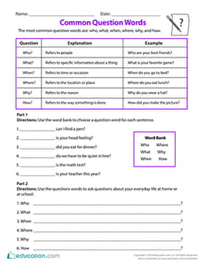 Common Question Words