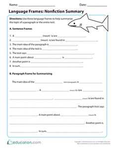 Language Frames: Nonfiction Summary