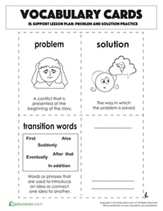 Vocabulary Cards: Problem and Solution Practice