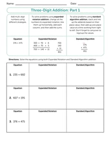Three-Digit Addition: Part 1