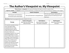 The Author’s Viewpoint vs. My Viewpoint