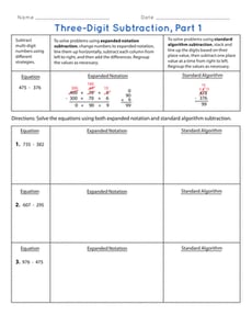Three-Digit Subtraction, Part 1