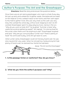 Author’s Purpose: The Ant and the Grasshopper