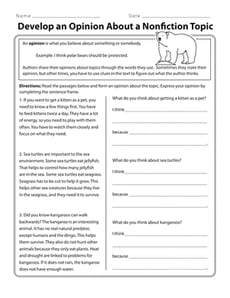 Develop an Opinion About a Nonfiction Topic