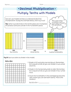 Decimal Multiplication: Multiply Tenths with Models
