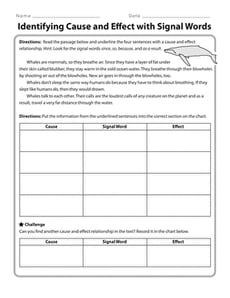 Identifying Cause and Effect with Signal Words