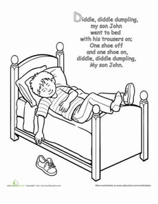 Nursery Rhyme Coloring: Diddle Diddle Dumpling