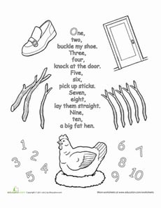 Nursery Rhyme Coloring: One, Two, Buckle My Shoe
