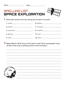 Spelling List: Space Exploration