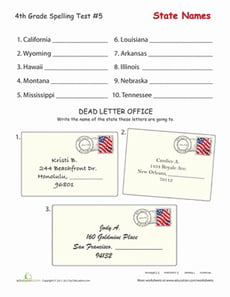 4th Grade Spelling Test: U.S. States