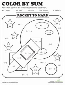 Color by Sum: Rocket to Mars