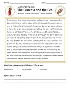 Author’s Purpose: The Princess and the Pea