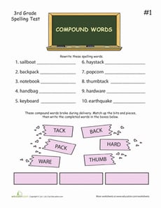 3rd Grade Spelling Test: Compound Words