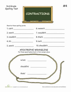 3rd Grade Spelling Test: Contractions
