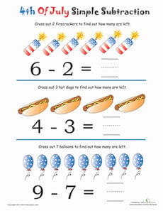 Simple Subtraction for 4th of July #3